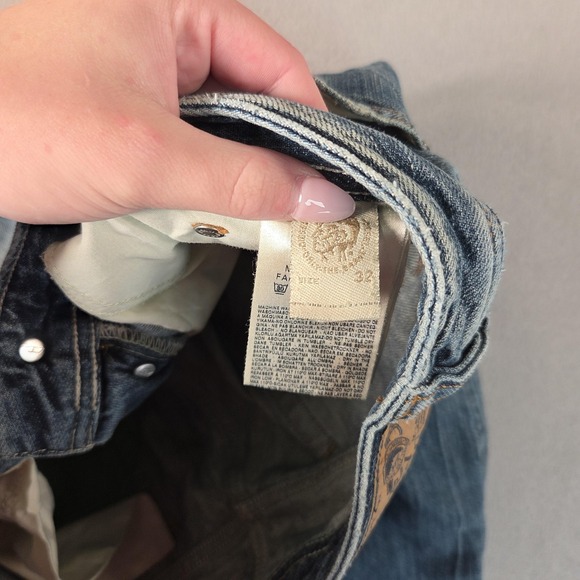 Diesel Jeans Mens 33x26 Blue Viker Regular Straight ORKZ8 Altered Hem Tag 32x32 - Picture 4 of 11